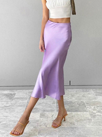 Rock für Frauen Fliederpaspel Polyester Long Raised Waist Stretch Maxi Bottoms