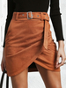Rock für Frauen Hellrosa Split Front Wildleder Short Raised Waist Herbst und Winter Frauen Bottoms