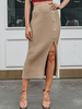 Rock Für Frauen Khaki Knöpfe Acryl Mittlere Wadenlänge Erhöhte Taille Herbst Und Winter Frauen Bottoms