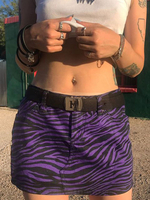 Rock für Frauen Lila Schärpe Animal Print Polyester Short Raised Waist Asymmetrische Flared Short Bottoms