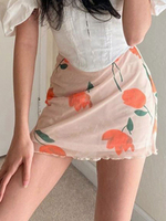 Rock für Frauen Orange bedruckte Polyester kurze Herbst- und Winter-Frauenhosen
