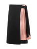 Rock für Frauen Schwarz Plissee Zweifarbige Chiffon Mitte Kalb Länge Raised Taillen-Maxi Herbst-und Winter-Frauen Bottoms
