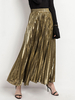 Rock für Frauen Silber Plissee Stripes Glamour Eine lange erhöhte Taille Layered Casual