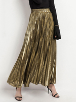Rock für Frauen Silber Plissee Stripes Glamour Eine lange erhöhte Taille Layered Casual