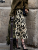 Rock für Frauen Weiß bedruckter Rüschen-Chiffon-Rock mit mittlerer Wadenlänge und natürlicher Taille