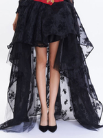 Rock mit Jacquardmustern in Schwarz mit High-Low Design Organza im schicken & modischen Style Damen