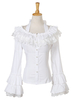 Rococo Lolita Bluse Chiffon Bell Ärmel Spitze Rüschen Rüschen Scoop Neck Weiß Lolita Top
