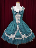 Rococo Lolita Kleid JSK Grün ärmellose Baumwolle Lolita Jumper Skirt 