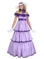 Rokoko lila aus der Schulter geschichteten Polyester Cosplay Kostüme