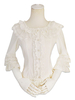 Rokoko Lolita Blusen Chiffon Spitzenbesatz Langarm Rundhals Rüschen Weiß Lolita Top