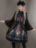 Rokoko Lolita Kleid JSK verloren im Rokoko Seide Lace Up Bow Rüschen gedruckten Lolita Jumper Rock