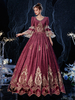 Rokoko viktorianischen Retro-Kostüm Kleid Burgunder Spitze Baumwolle Cosplay Kostüm Karneval
