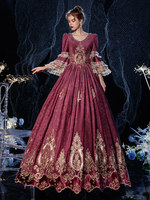 Rokoko viktorianischen Retro-Kostüm Kleid Burgunder Spitze Baumwolle Cosplay Kostüm Karneval