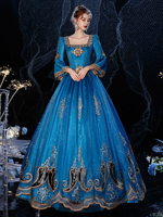 Rokoko viktorianischen Retro-Kostüm Kleid Königsblau Maskerade Spitze Baumwolle Cosplay Kostüm Karneval