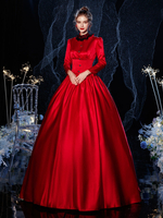 Rokoko viktorianischen Retro-Kostüm Kleid rote Spitze Baumwolle Cosplay Kostüm Karneval