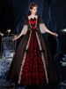Rokoko viktorianischen Retro Kostüm Kleid Rüschen Blumendruck Spitze Baumwolle Cosplay Kostüm Karneval