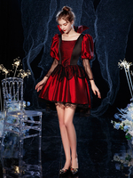 Rokoko viktorianischen Retro-Kostüm Kleid schwarz rote Spitze Baumwolle Cosplay Kostüm Karneval Kostüm