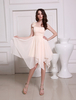 Rosa asymmetrischen Brautjungfer Kleid Blumen One-Shoulder-Chiffon-Kleid