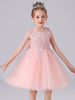 Rosa Blume Mädchen Kleider Juwel Hals Spitze Spitze ärmellose kurze Prinzessin Kleid Bögen formale Kinder Festzug Kleider