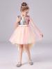 Rosa Blumenmädchenkleider Jewel Neck Tulle ärmellose kurze Prinzessin Kleid Bögen formale Kinder Festzug Kleider