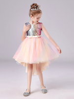 Rosa Blumenmädchenkleider Jewel Neck Tulle ärmellose kurze Prinzessin Kleid Bögen formale Kinder Festzug Kleider