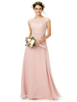 Rosa Brautjungfernkleider V-Ausschnitt Hochzeitsgast Kleid Chiffon Ärmellose Plissee Festzug Kleider Partykleider