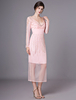 Rosa Cocktailkleid aus Organza mit V-Ausschnitt und Pailletten Kleider für Hochzeitsgäste Milanoo