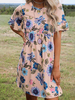 Rosa Etuikleider Jewel Neck Kurzarm Polyester Fabulous Printed Tube Dress