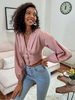 Rosa Hemd für Frauen Langarm Polyester Casual Tops