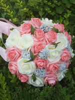 Rosa Hochzeits-Blumenstrauß-Seidenblumen-Band-Hand gebundene Brautsträuße