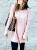 Rosa Kapuzenpulli für Frauen Langarm Polyester Mittellanges Kapuzenpullover