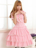Rosa Lolita Kleid mit kurzen Ärmeln und stuftigem Rock