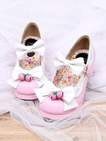 Rosa Lolita Schuhe Erdbeere Bow Schuhe für Frauen