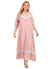 Rosa Maxikleider Kurzarm Kleid mit Juwelenausschnitt und Polyester; bodenlanges Kleid