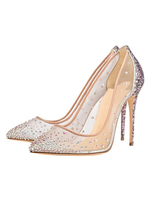 Rosa Party Schuhe Frauen Spitze Strass High Heels Glitter Abendschuhe