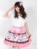 Rosa Polyester Lolita Rock Ice Cream gedruckte Punkte Rüschen Trim