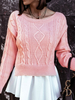 Rosa Pullover für Frauen Split Front Color Block Jewel Neck Lange Ärmel Gefälschte zweiteilige Stil Acrylpullover