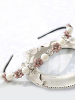 Rosa Stirnband Frauen Perle Strass Haarschmuck
