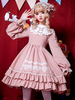 Rosa Sweet Lolita OP-Kleid Neverland-Blumendruck Langarm Rüschen Baumwolle Lolita One Piece Kleider