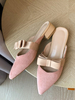 Rosa Wildleder Pantoletten Frauen spitzen Zehenbogen Slip On Schuhe