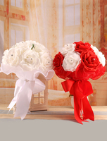 Rose Hochzeit Bouquet Strass verziert Satin Braut Blume (37 X 25 Cm)