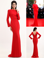 Rot Abendkleid Meerjungfrau rückenfreie Satinkleid Kleider für Hochzeitsgäste
