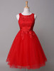 Rot Ballkleid kurz Applique Tüll a-Linie Mini Homecoming Spitzenkleid