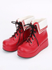 Rot Lolita Booties Plattform Lace Up Lolita kurze Stiefel