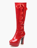 Rot Patent PU Schnürsenkel knielangen Stiefel 2020
