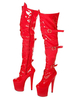 Rot Sexy Stiefel 2020 Damen Platfürm Schnalle Detail Reißverschlussstiefel Über die Knie Stiefel High Heel Oberschenkelhohe Stiefell
