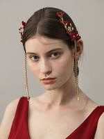 Rote Braut Kopfschmuck Strass Perlen Hochzeit Haarschmuck