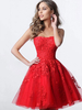 Rote Cocktailkleider Trägerloses Minikleid Spitze Sexy Partykleid