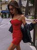 Rote figurbetonte Damenkleider Ärmelloses Kleid aus Polyester mit sexy Trägern und Halsband