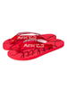 Rote Flip Flops Runde Zehen Slip On Artwork Muster Atmungsaktive Rindsleder Sommer Casual Flat Heels